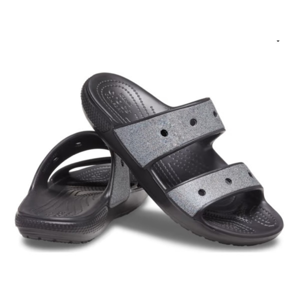 Crocs Classic Slip‎ On Glitter Black Comfy Pool Sandals Slides Mens Size 11 NWT - Picture 9 of 9